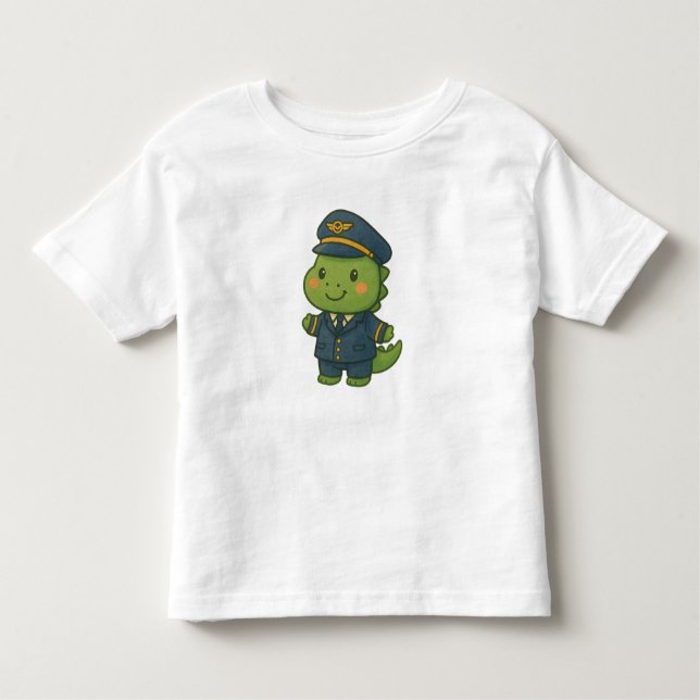 Camiseta De Bebé Kawaii PilotDinosaur – Cute Dino Jobs (Anverso)