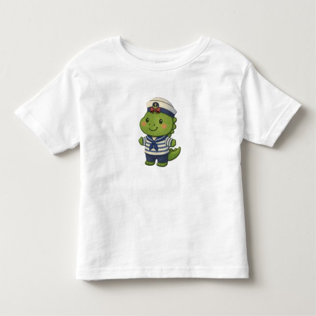 Camiseta De Bebé Kawaii Sailor Dinosaur – Cute Dino Jobs (Anverso)
