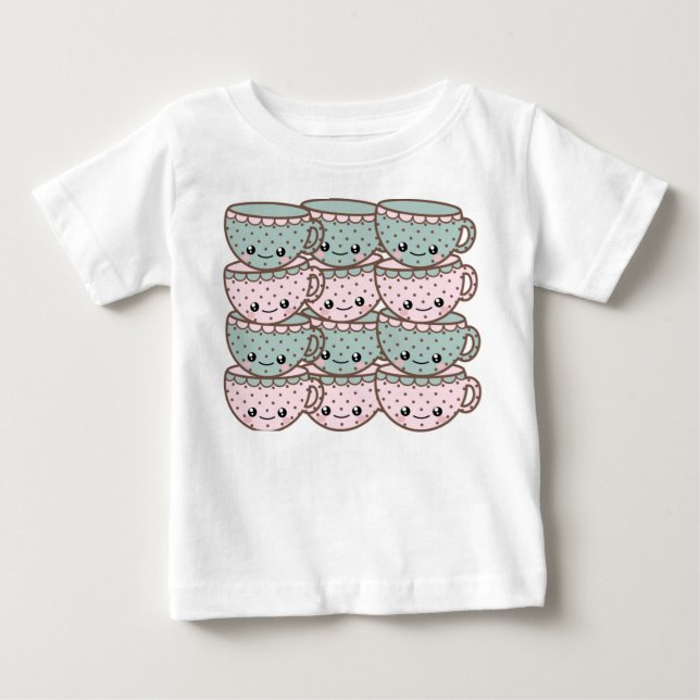Camiseta De Bebé Kawaii Tea Cups (Anverso)