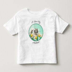 Camiseta De Bebé Keeshond en tulipanes pintando arte original del p