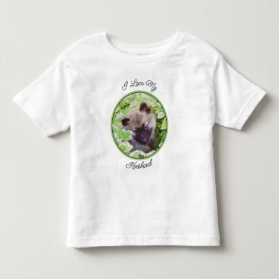 Camiseta De Bebé Keeshond Puppy en el jardín pintando arte original