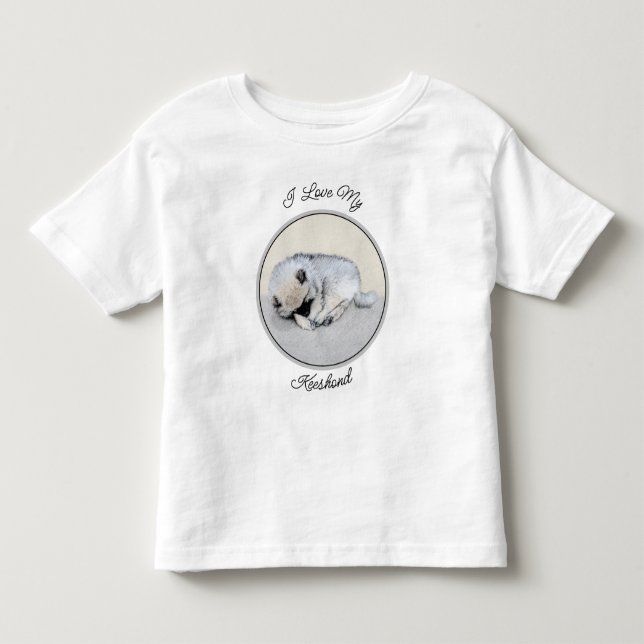 Camiseta De Bebé Keeshond Sleeping Pinting Pintura Original De Perr (Anverso)