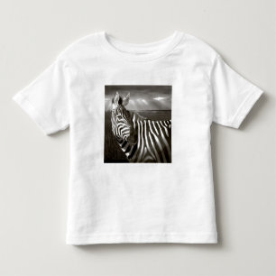 Camiseta De Bebé Kenia. Blanco y negro de cebra y llanura.