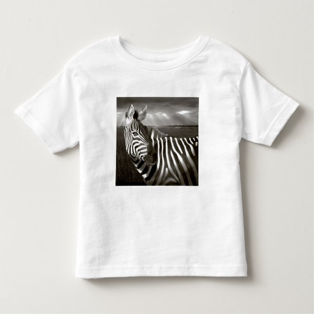 Camiseta De Bebé Kenia. Negro y blanco de cebra y liso. (Anverso)