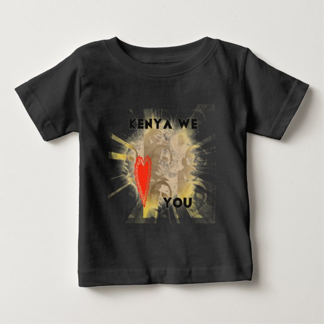 Camiseta De Bebé Kenia te queremos con el diseño de arte perspectiv (Anverso)