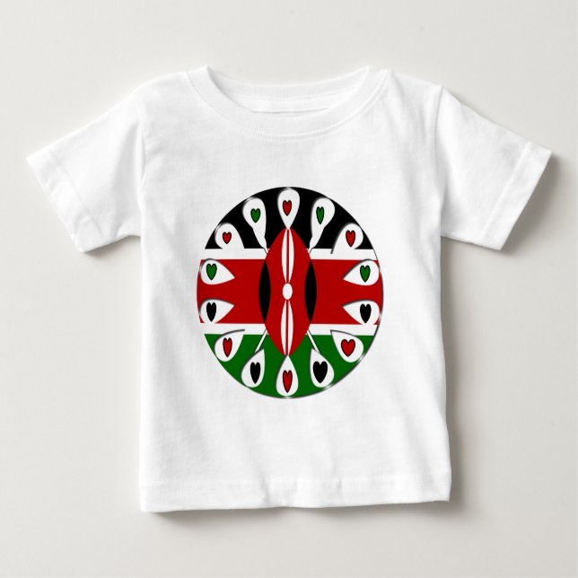 Camiseta De Bebé Kenya: Motif de arte de la bandera (Anverso)