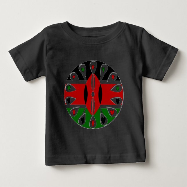Camiseta De Bebé Kenya: Motif de arte de la bandera (Anverso)