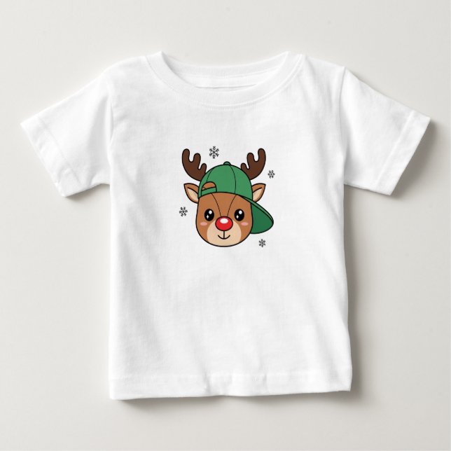 Camiseta De Bebé Kids Boy Cool Reindeer Personalized T-Shirt (Anverso)