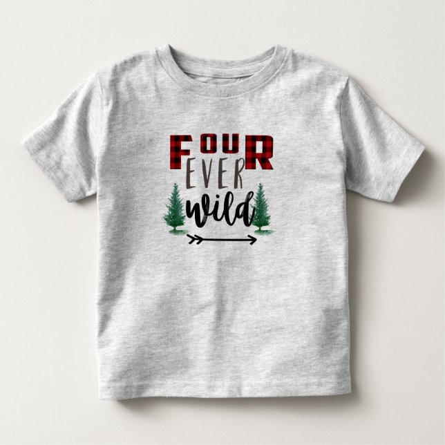Camiseta De Bebé Kids Cuatro años Wild Lumberjack Wild Flannel Plai (Anverso)