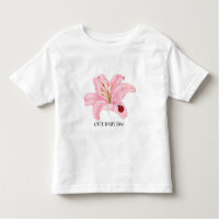 Kids Cute acuarela ladybug en Flor de lirio rosa