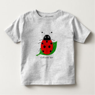 Camiseta De Bebé Kids Cute acuarela ladybug en hoja verde