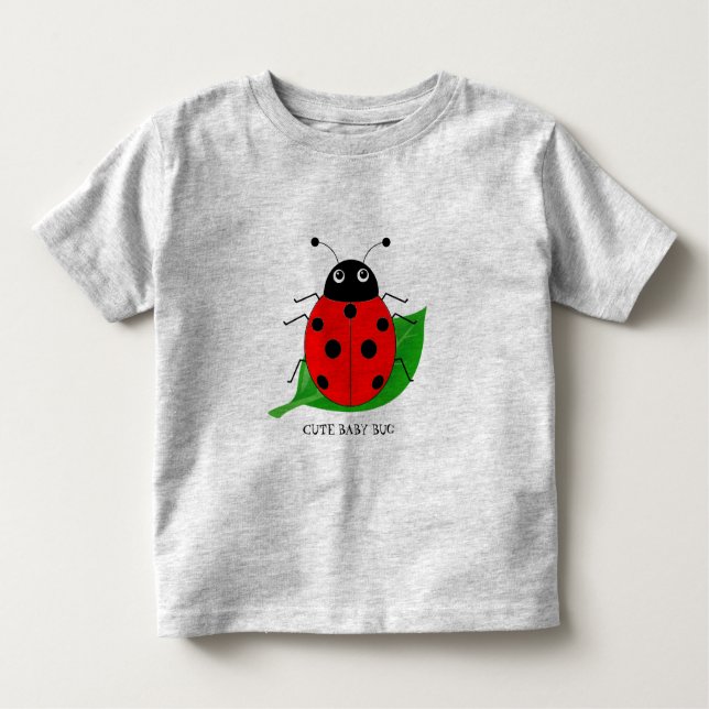Camiseta De Bebé Kids Cute acuarela ladybug en hoja verde (Anverso)