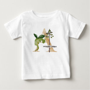Camiseta De Bebé Kids Dragon Nombre Personalizado Monograma A Escue