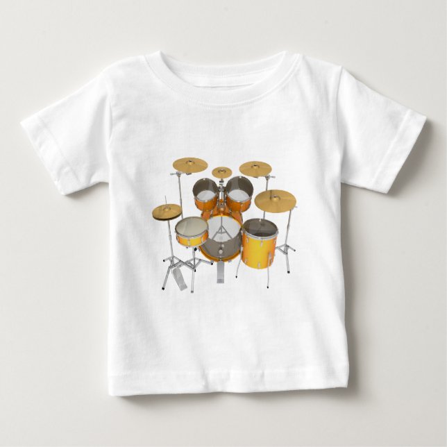 Camiseta De Bebé Kit de tambor dorado / amarillo: (Anverso)