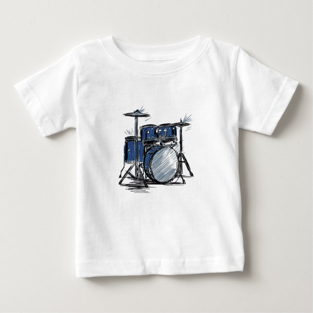Camiseta De Bebé Kit de tambor - Esbozo de música (Anverso)