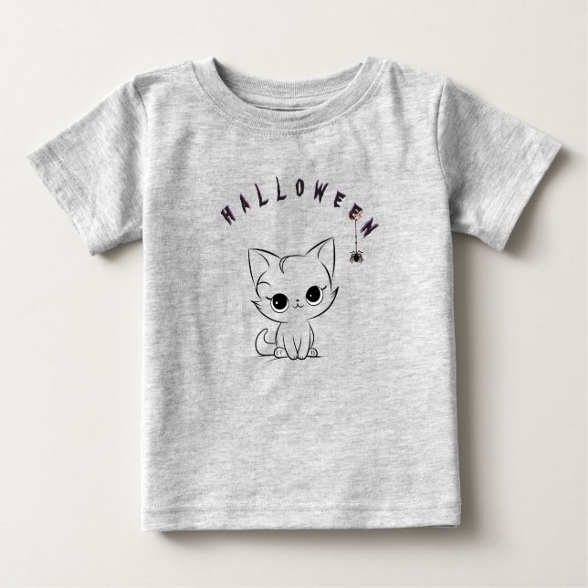 Camiseta De Bebé Kitten and  Halloween (Anverso)