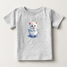 Camiseta de bebé Kitten in Cup Blue Flowers