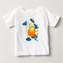 Camiseta De Bebé Kitten lindo volando con paraguas