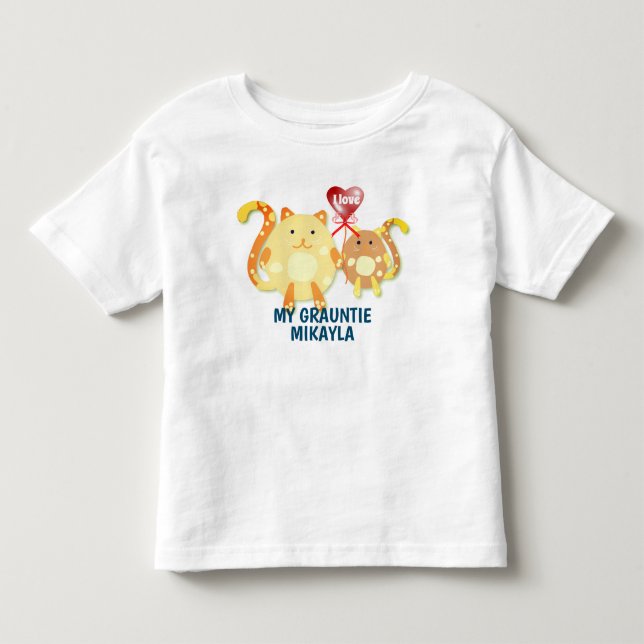 Camiseta De Bebé Kitties & Heart "¡Amo a mi abuela!" (Anverso)