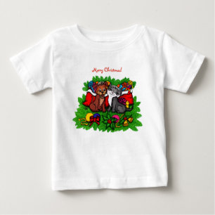 Camiseta De Bebé Kitty and Puppy , Happy XMas