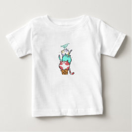 Camiseta De Bebé Kitty Cone Cute Cat Ice Cream Kawaii