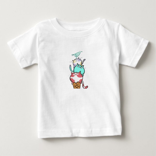 Camiseta De Bebé Kitty Cone Cute Cat Ice Cream Kawaii (Anverso)
