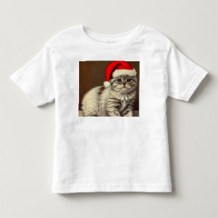 Camiseta De Bebé Kitty de Navidad vintage con sombrero Santa