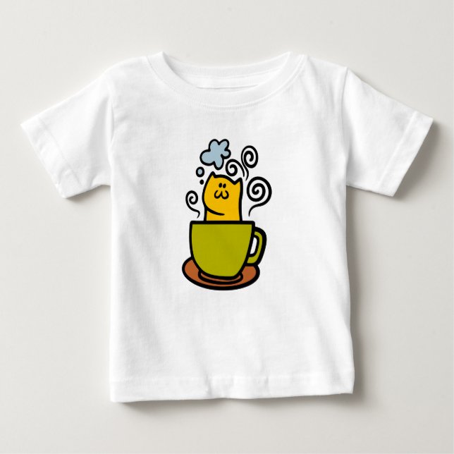Camiseta De Bebé Kitty en una taza de café (Anverso)