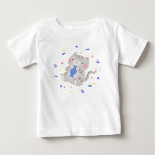 Camiseta De Bebé Kitty lindo con pescado en Ilustracion de verano