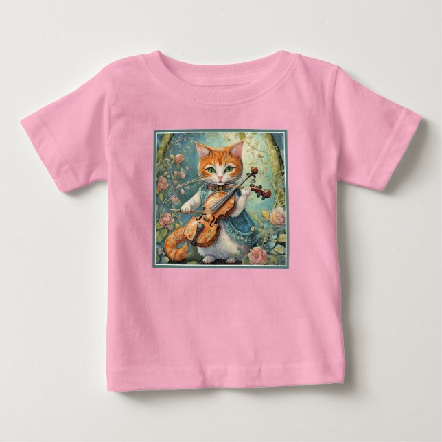 Camiseta De Bebé Kitty lindo jugando al violín (Anverso)