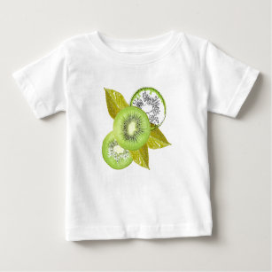 Camiseta De Bebé Kiwi, frugal, verde y blanco, fresco, jugoso, blan