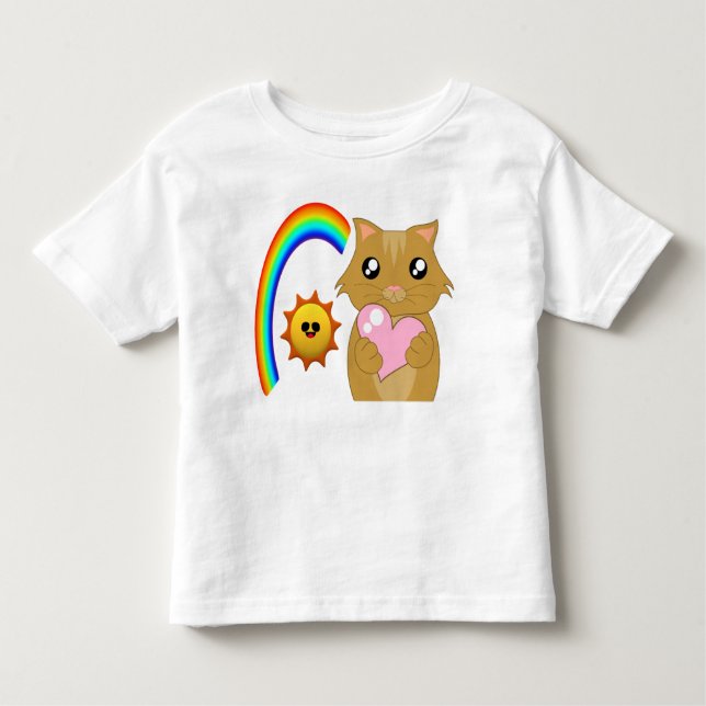 Camiseta De Bebé kleines Kätzchen mit Herz und Regenbogen (Anverso)