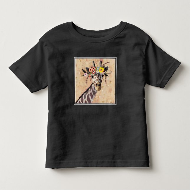 Camiseta De Bebé Klimt Giraffe | Corona De Flores (Anverso)