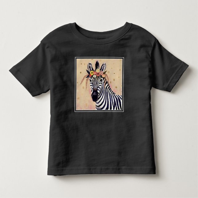 Camiseta De Bebé Klimt Zebra | Adornadas En Flores (Anverso)