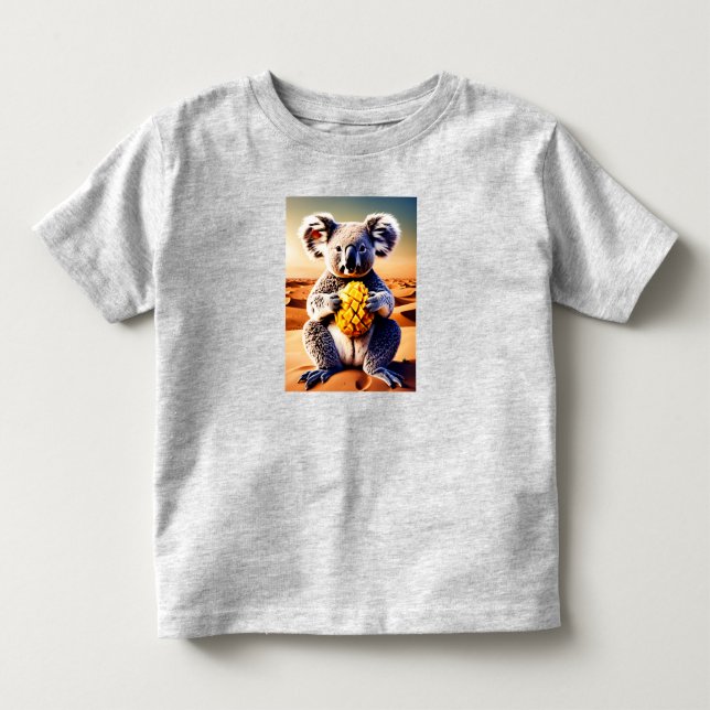 Camiseta De Bebé Koala al estilo de Picasso comiendo mango en el Sa (Anverso)