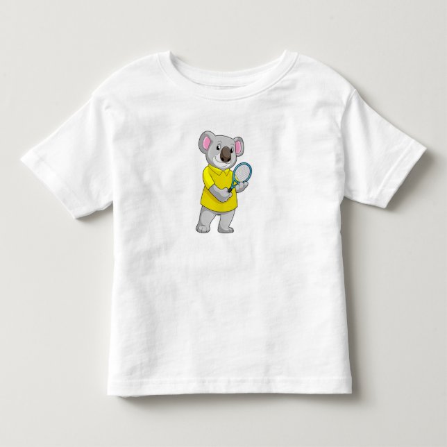 Camiseta De Bebé Koala en tenis con raqueta de tenis (Anverso)