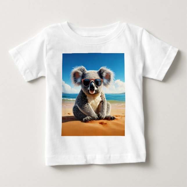 Camiseta De Bebé Koala en una playa de arena (Anverso)
