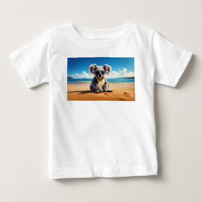 Camiseta De Bebé Koala en una playa de arena (Anverso)