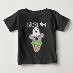 Camiseta De Bebé Koala Halloween Fantasma I Grito de crema de hielo