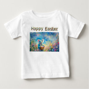 Camiseta De Bebé Koala sosteniendo una cesta de huevos de Pascua