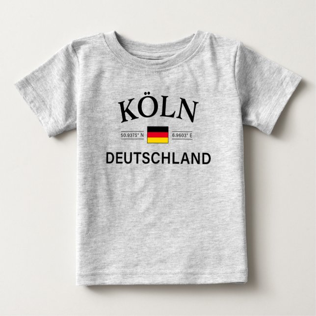 Camiseta De Bebé Koln (Colonia) Coordenadas Deutschland Alemán (Anverso)