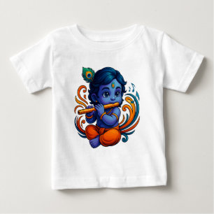 Camiseta De Bebé Krishna bebé con flauta - Vibes de paz Vibrante