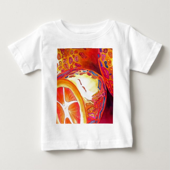Camiseta De Bebé Kumquats naranja cítrico acuarela arte (Anverso)