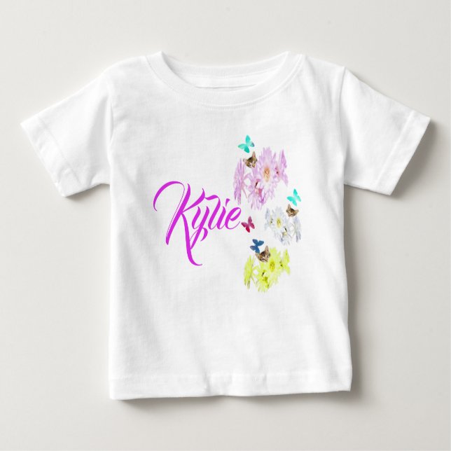 Camiseta De Bebé Kylie, nombre con gatitos,  (Anverso)