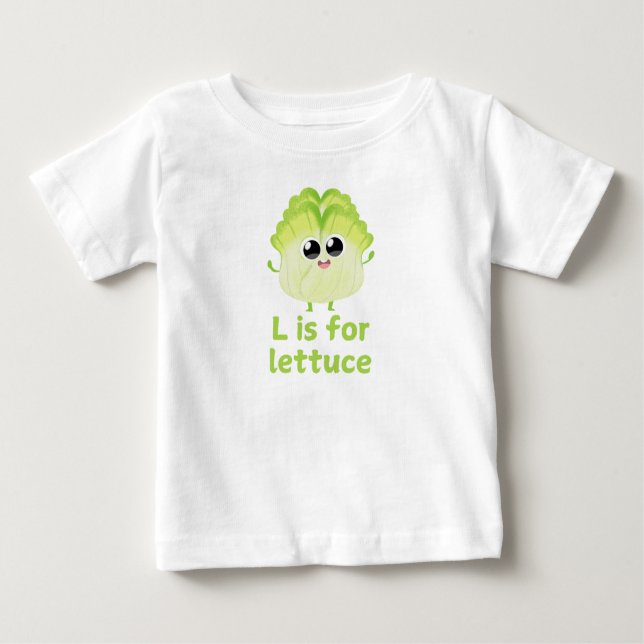 Camiseta De Bebé L es para LETTUCE Green Veggie Alphabet L (Anverso)