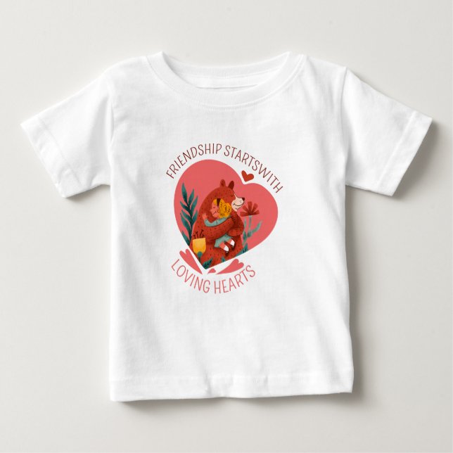 Camiseta De Bebé La amistad empieza con los corazones amorosos (Anverso)
