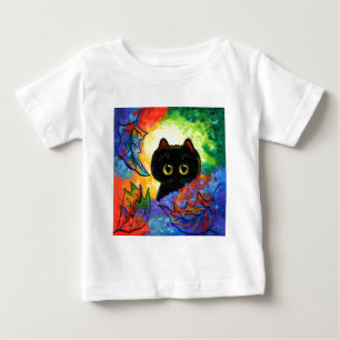 Camiseta De Bebé La caída linda colorida del gato negro deja