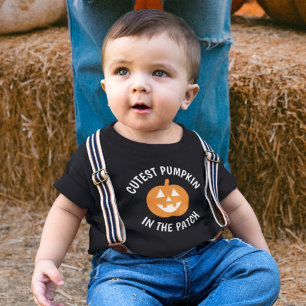 Camiseta De Bebé La Calabaza Más Bonita del Parche Halloween Negro