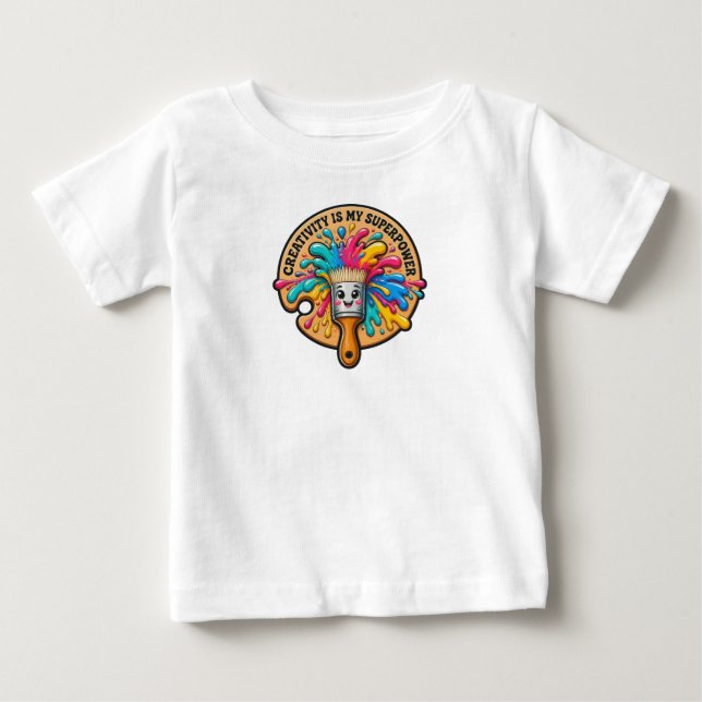 Camiseta De Bebé La creatividad es mi superpoder Cute Paleta de pin (Anverso)
