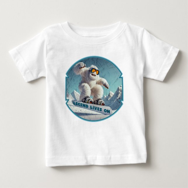 Camiseta De Bebé La divertida leyenda de Yeti Snowboarding en la av (Anverso)